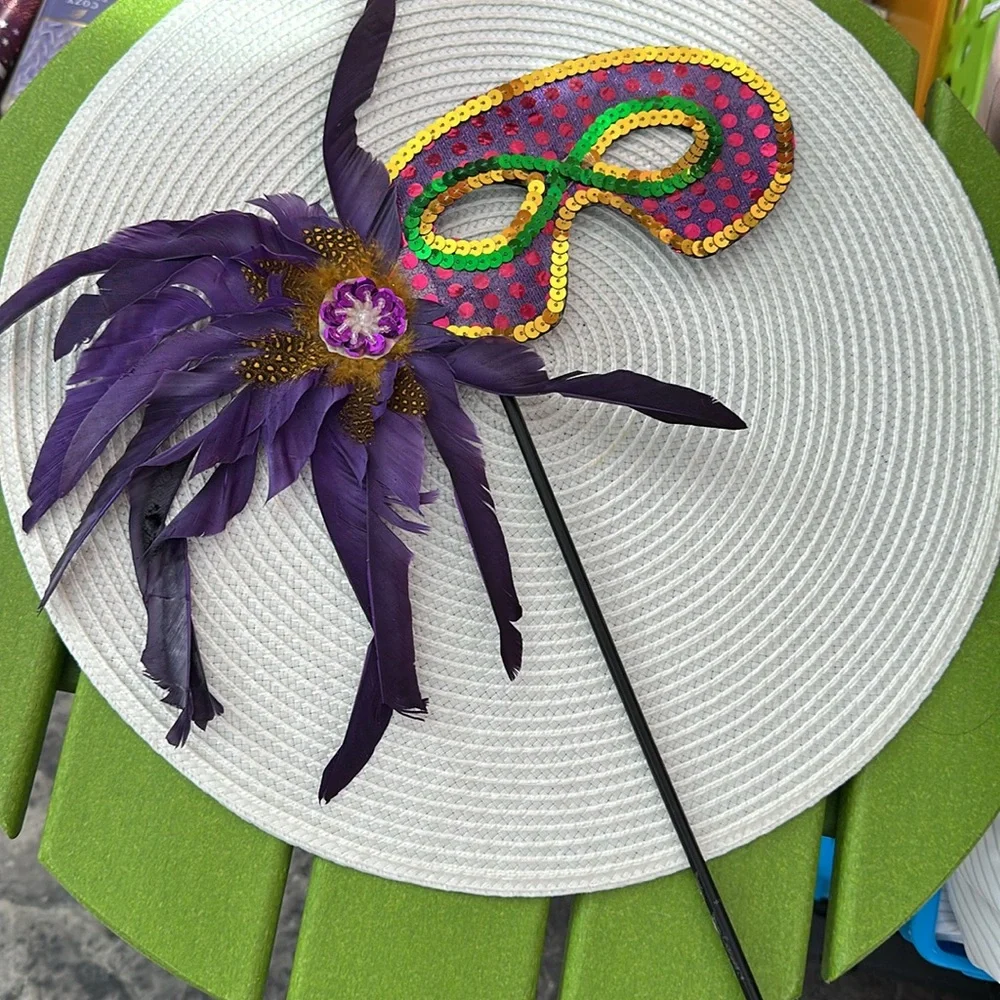 Feathered Sequined Masquerade Mask